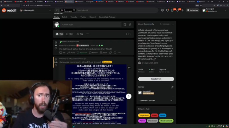 Asmongold’s Twitch Channel Banned Following Racist Rant About Palestinians