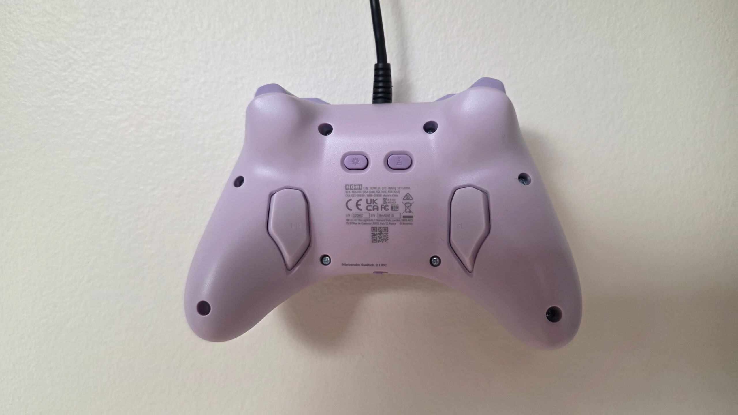 The back of the controller, showing its buttons.