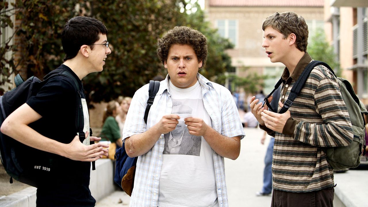 The cast of Superbad (2007).
