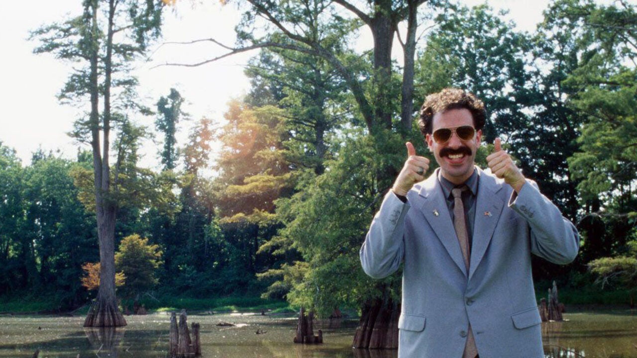 Sacha Baron Cohen as Borat.