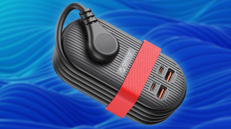 The Travel-Friendly Orico Power Strip With AC Outlets and USB Ports Packs Down to the Size of a Phone