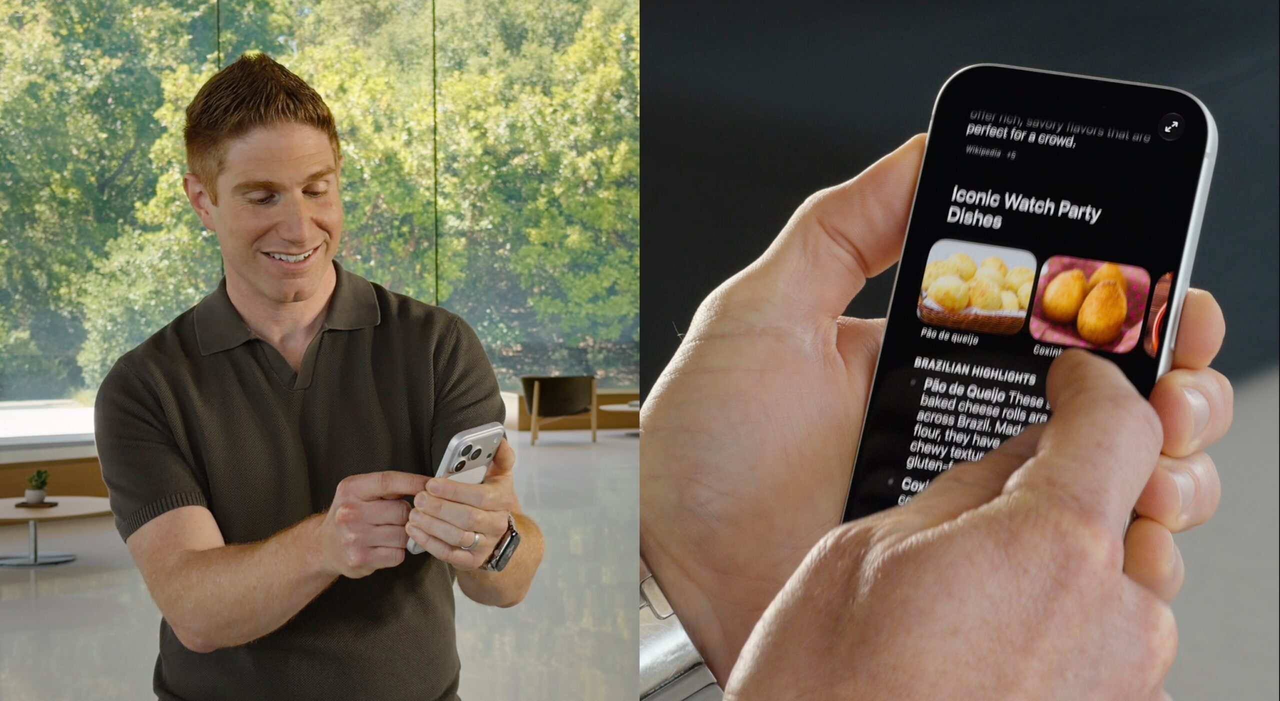 A man scrolling through AI recipes on an iPhone